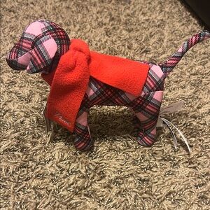 PINK Victoria's Secret Plaid Dog with Red Scarf
